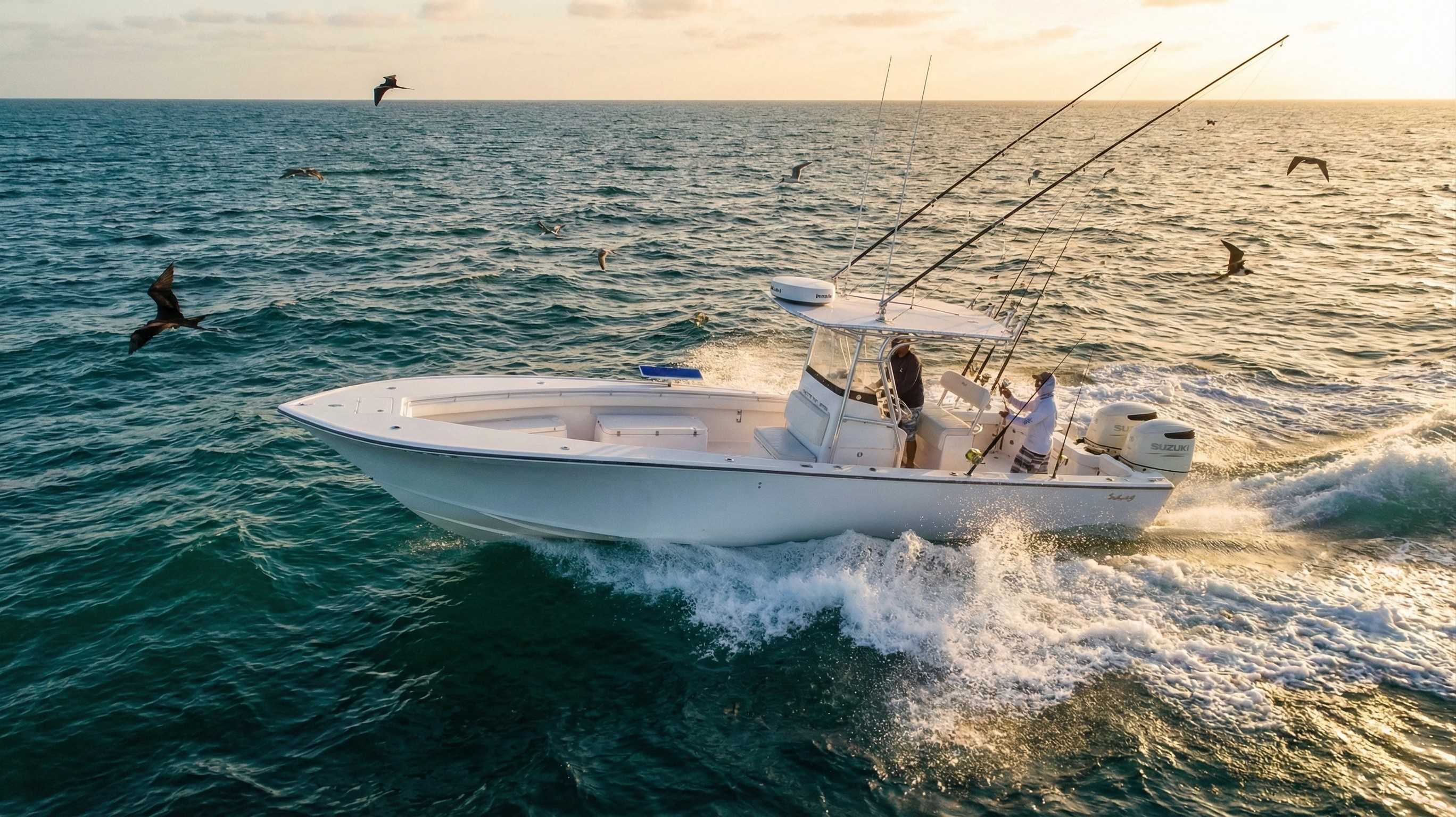 M and M Fishing Charter boat running through the Florida Keys